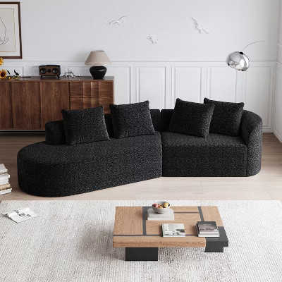 112'' Oversized Modular Sectional Sofa with Chenille Upholstery, 4-Seater Deep & Wide Couch with Curved Design, Free Combination Sofa for Living Room | Target