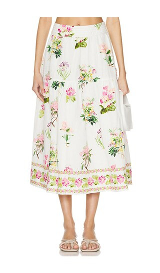 Midi Skirt in White Floral | Revolve Clothing (Global)