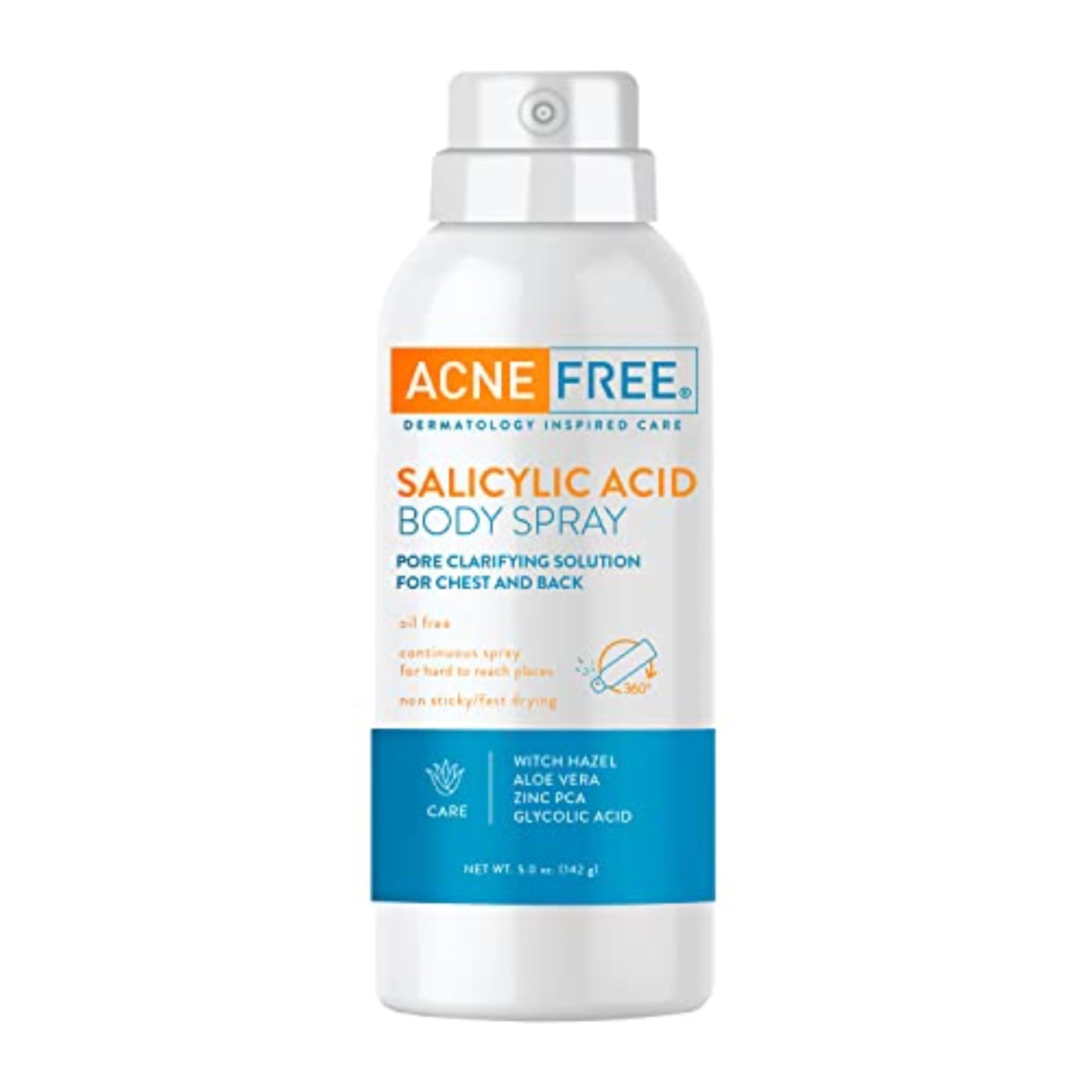 AcneFree Salicylic Acid Body Spray, Pore Clarifying Solution for chest and back, 5 Ounce | Amazon (US)