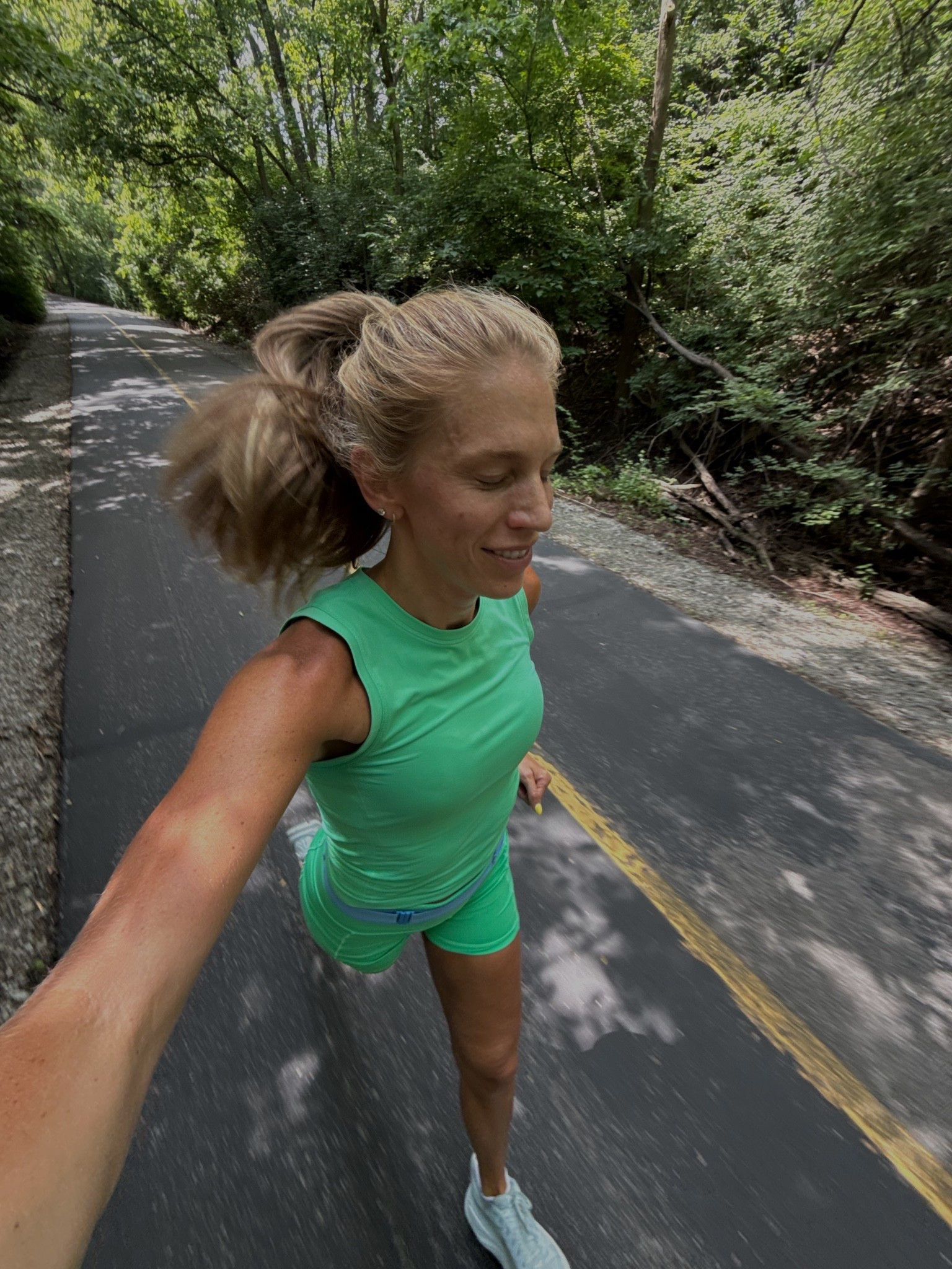 When I wore my run today. Everything is from Athleta and on sale right now I’m wearing size smalls I find the Athleta tends to run slightly bigger.

@athleta