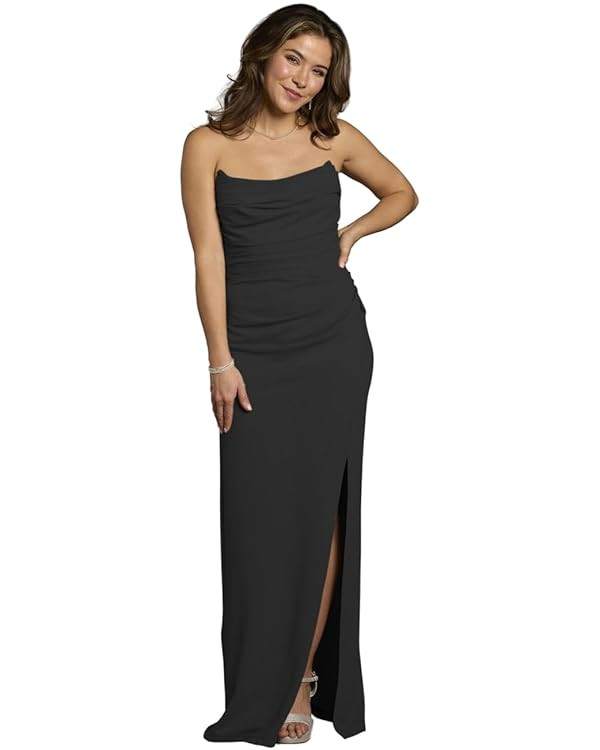 David's Bridal Crepe Sculpted Neckline Sheath Dress | Amazon (US)
