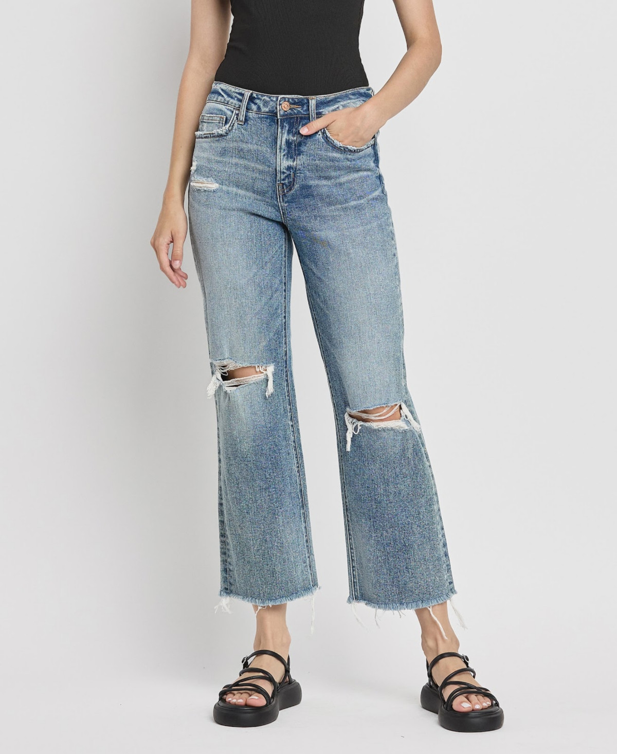 Flying Monkey Women's High Rise Dad Jeans - Punctual blue | Macy's