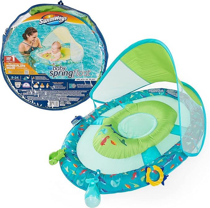 SwimWays Baby Spring Float Splash N Play, Baby Float with Canopy & UPF Protection, Baby Pool Toys... | Amazon (US)