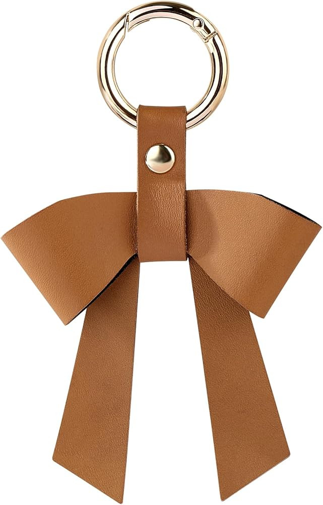 Leather Bow Charm for Bag Purse Handbag, Leather Bow Keychain, Cute Elegant Bow Bag Accessory | Amazon (US)