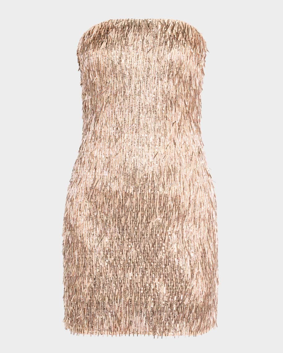 Ramy Brook Victaria Strapless Bead Fringe Mini Dress | Neiman Marcus