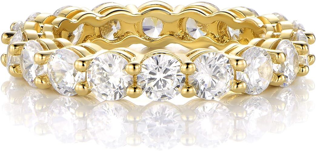 GEMSME 18K Yellow Gold Filled Cubic Zirconia Eternity Band Ring Hypoallergenic Jewelry for Women ... | Amazon (US)