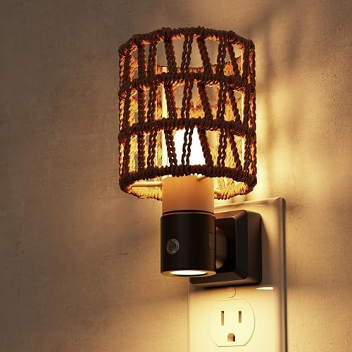 L LOHAS LED Night Lights Plug into Wall, Cylindrical Ironwork Boho Lampshade Decor Night Light, 3... | Amazon (US)
