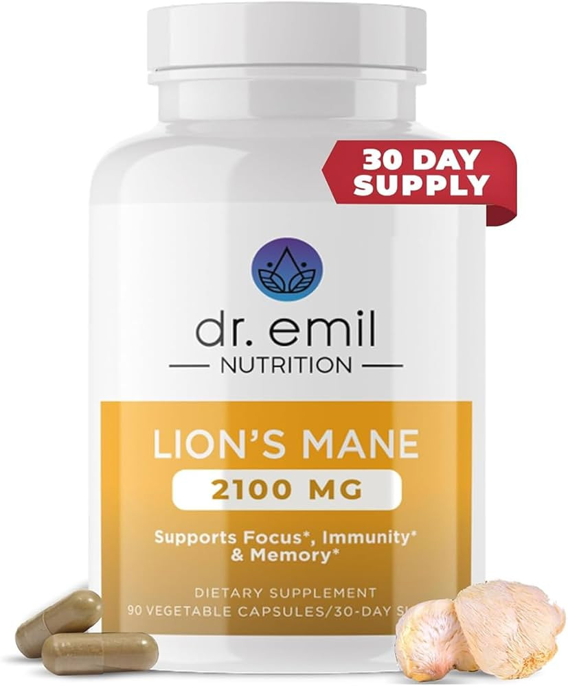 DR EMIL NUTRITION 2100mg Lions Mane Capsules for Focus, Mental Clarity & Cognitive Support - Noot... | Amazon (US)