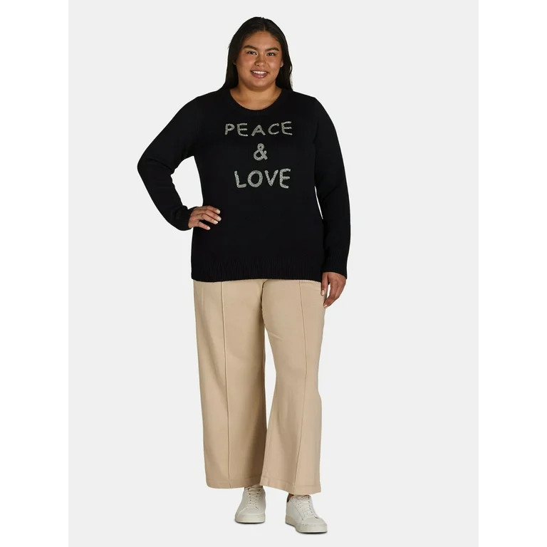 Terra &Sky Conversational Crew Sweater, Sizes 0X-5X - Walmart.com | Walmart (US)