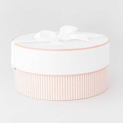 Large Round Box Rose Woven Stripe with White Lid - Sugar Paper™ + Target | Target