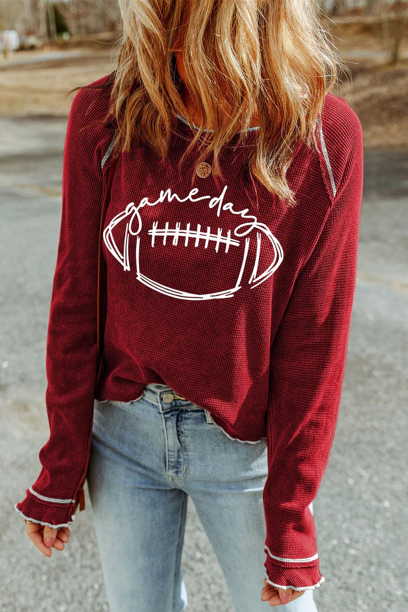 Football Round Neck Long Sleeve Sweatshirt | Charming Charlie