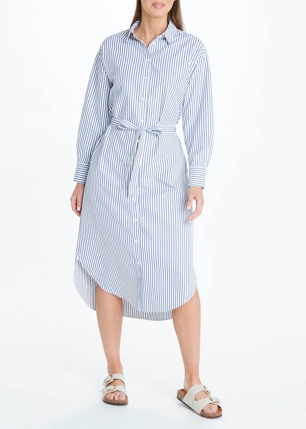 Papaya Petite Blue Stripe Midi Shirt Dress – Blue | Matalan (UK)