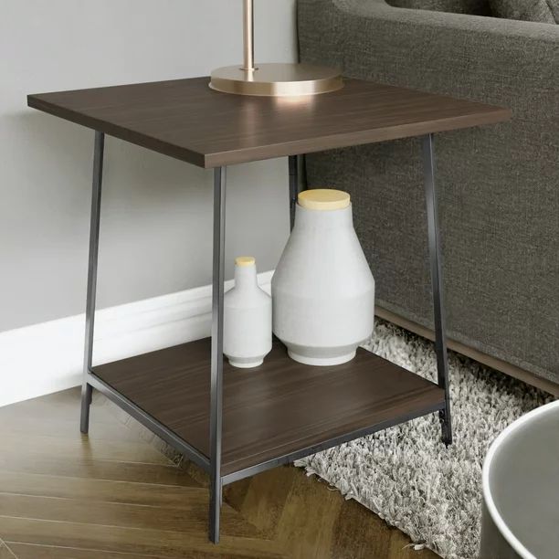 Mayview Modern Laminated End Table, Medium Oak/Black - Walmart.com | Walmart (US)