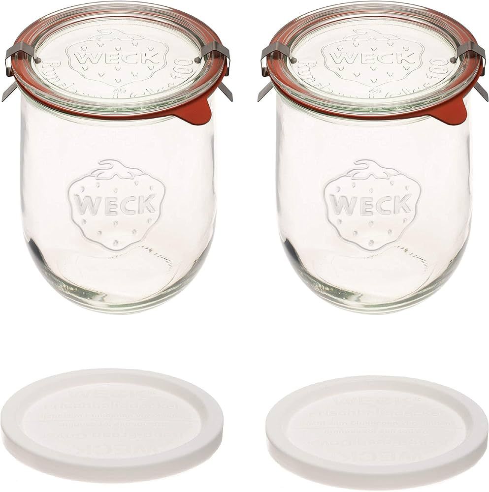 Weck Jars - 1 Liter - Large Sour Dough Starter Jars - Tulip Jar with Wide Mouth - Suitable for Ca... | Amazon (US)