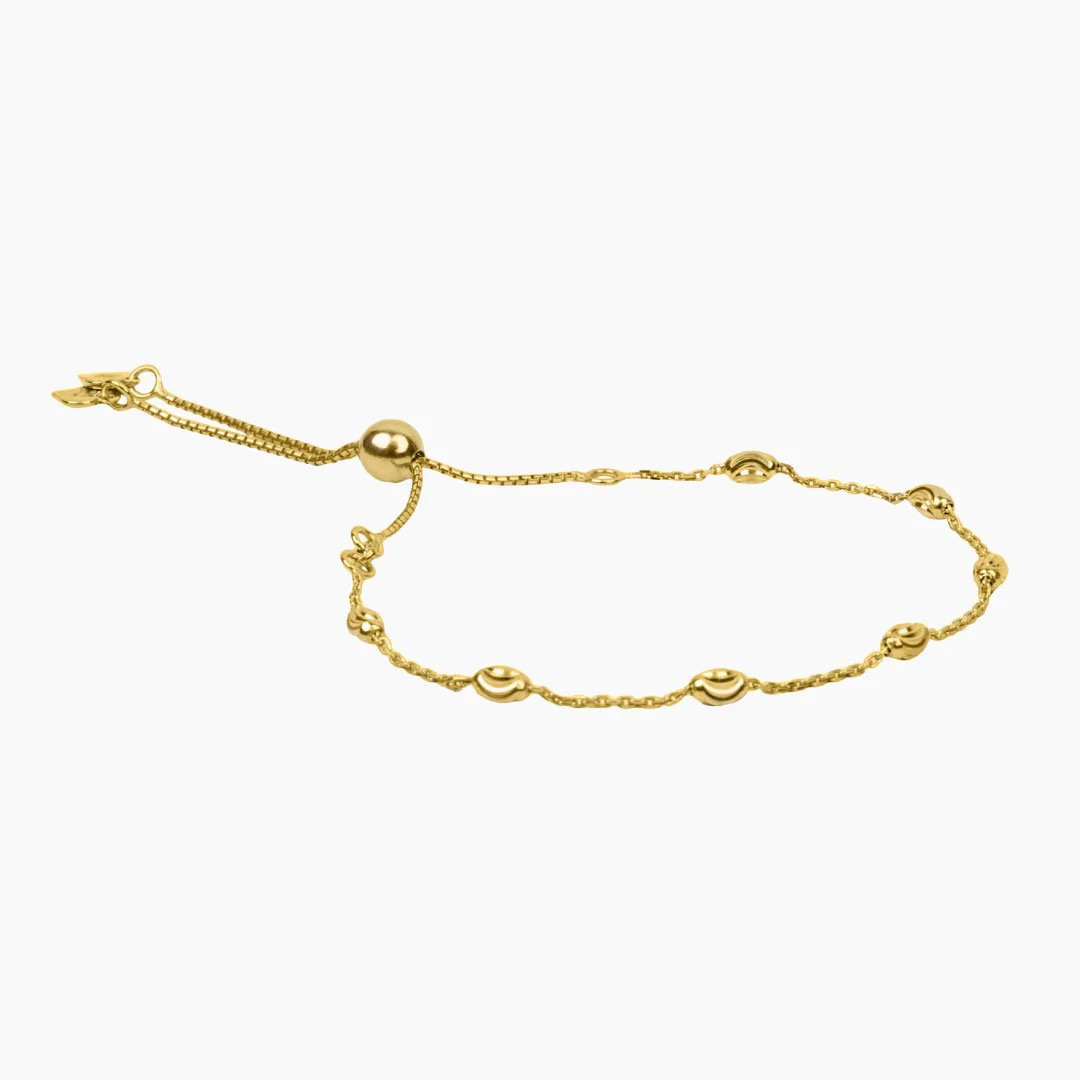 Adjustable Moon Cut Stazione Friendship Bracelet (Gold) | Roma Designer Jewelry