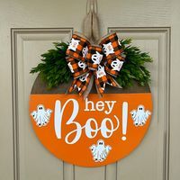 1pc Halloween Round Wooden Board, Front Door Decoration Wreath, Ghost Halloween Decoration Door W... | Temu Affiliate Program