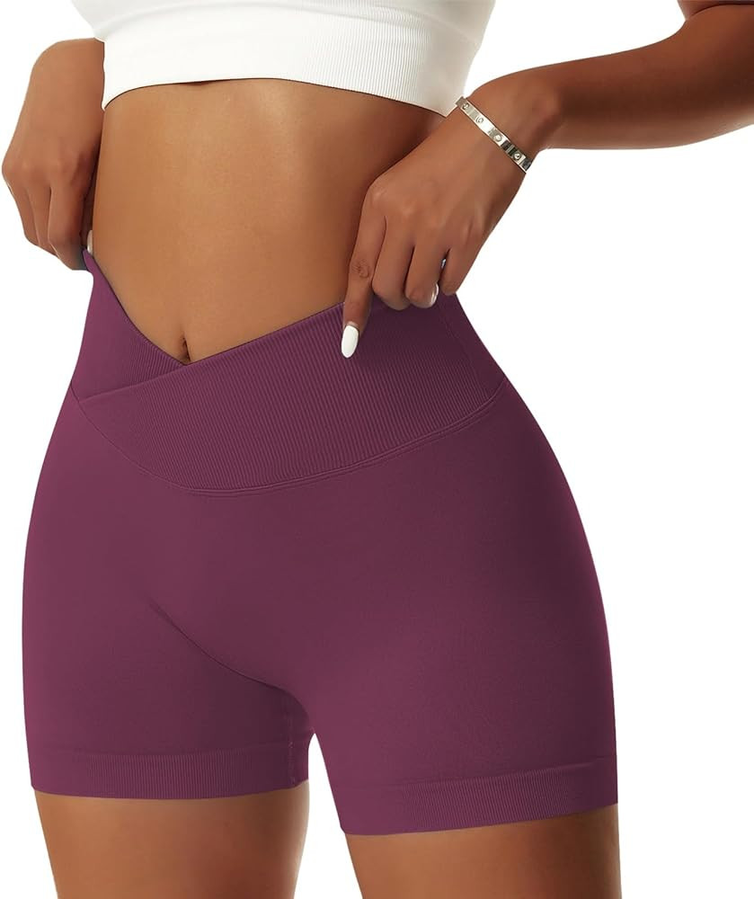 Vertvie Women's Workout Gym Shorts Booty V Cross Spandex Yoga Biker Shorts Scrunch Butt High Wais... | Amazon (US)