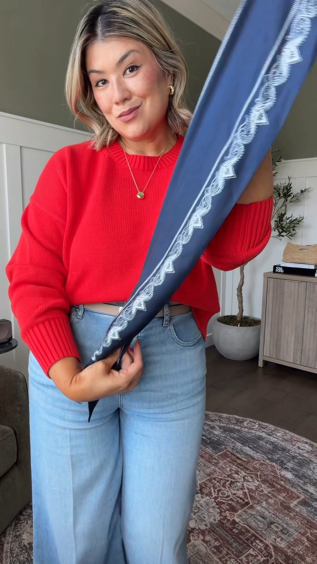 This red sweater is selling VERY quickly so I’ve linked another great one that is also 100% cotton with the same fit. I took a medium in the sweater, but I have the exact same sweater in other colors in a size large which also works. 

I’m wearing an XL regular in these jeans. I’m 5’5” for reference. I need to wear a small heel or platform sneakers in this inseam. I also have them in petite which I can wear flats with.

#LTKgrwm #LTKootd #LTKOver40