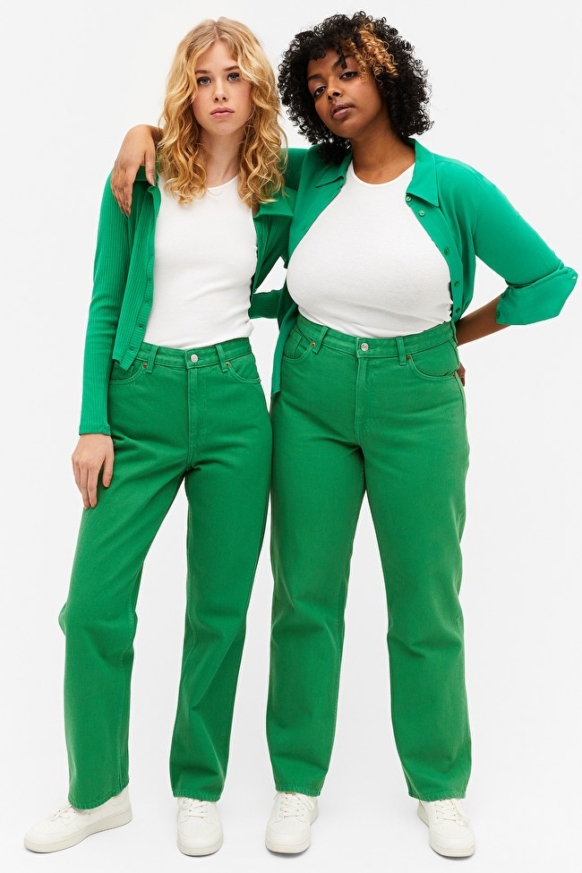 Taiki straight leg green jeans | Monki