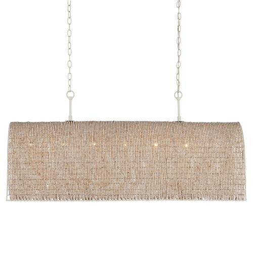 Kayden Coastal Beach Whitewash Wood Beads Shaded Chandelier | Kathy Kuo Home