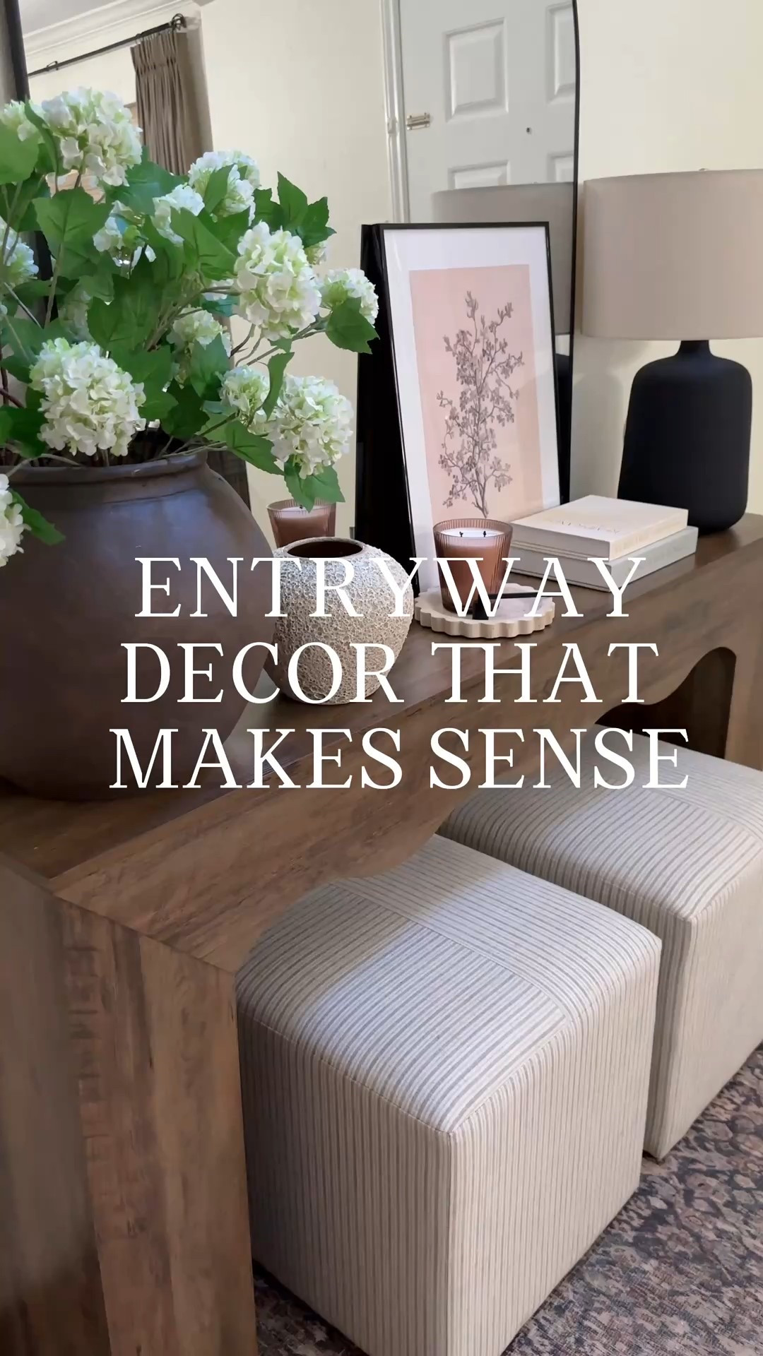 Entryway Table decor! My go to’s decor items for a functional entryway table include, lamps for warm lighting, storage books for adding keys or wallets, artwork for some visual interest, seasonal florals are a must, add in texture with various elements like travertine and pottery, candles for an evening glow and of course a mirror-reflects light especially in an entryway like mine that doesn’t have much natural light and the perfect piece to check your hair and makeup on the way out the door! 💁🏼‍♀️

#studiomcgeestyle #mcgeeandco #neutralhomeinspo #amazonhomefinds #targethome

#LTKHome