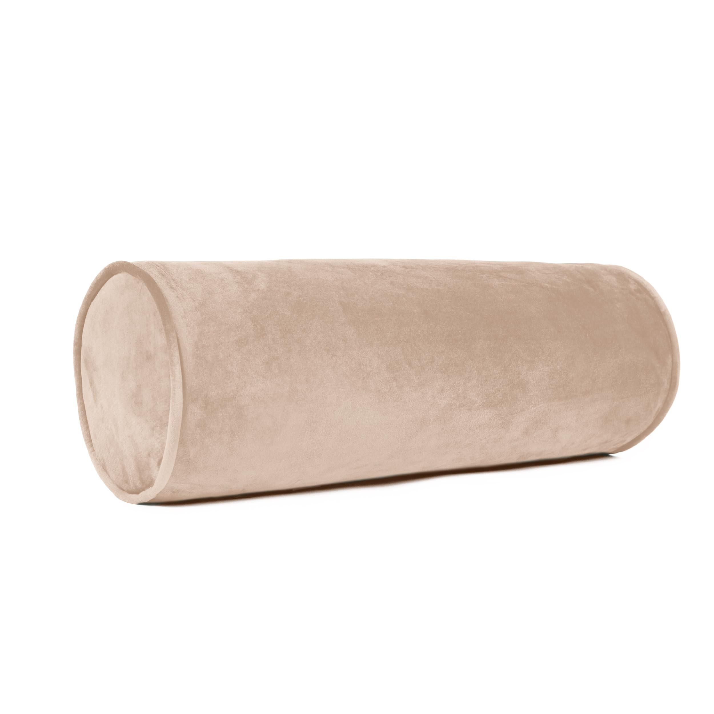 Sherry Kline Velvet Bolster Pillow, Decorative Throw Pillow, (Set of 2), Taupe | Amazon (US)