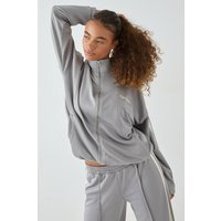 Dames DSGN Studio Tricot Zijstreep Ritssluiting Trainingsjack | Grey | Maat: 34 | Boohoo.com (NL)