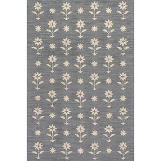 Ella Wool Blue Grey 4 ft. x 6 ft. Indoor/Outdoor Patio Area Rug | The Home Depot