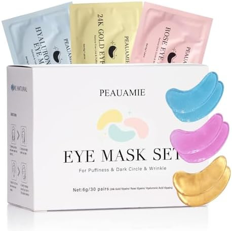 PEAUAMIE Under Eye Patches Gold and Hyaluronic Acid for puffy eyes,Rose Eye Masks for Dark Circle... | Amazon (US)