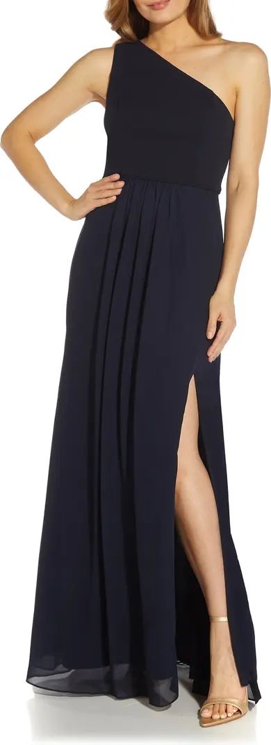 One-Shoulder Crepe Chiffon Gown | Nordstrom