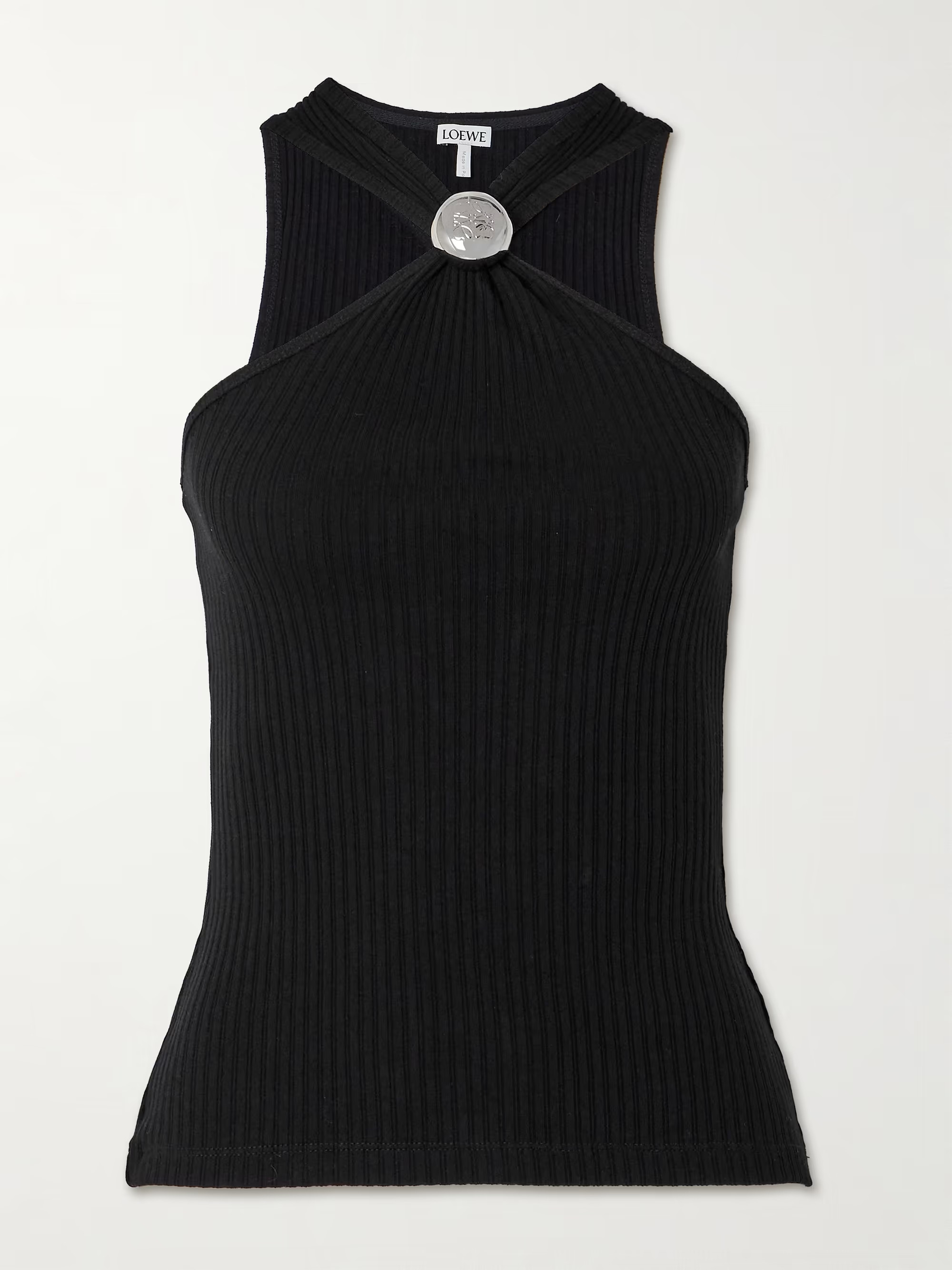 LOEWEEmbellished ribbed cotton-jersey halterneck tank | NET-A-PORTER APAC