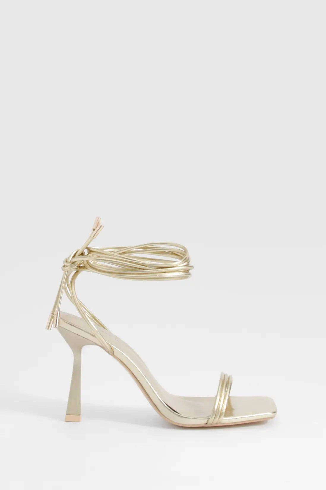 boohoo Triple Strap Wrap Up High Heels | PrettyLittleThing UK