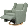 Kiwi Electronic Recliner and Swivel Glider with USB port in Sage Teddy Loop with Light Wood Base | Maisonette