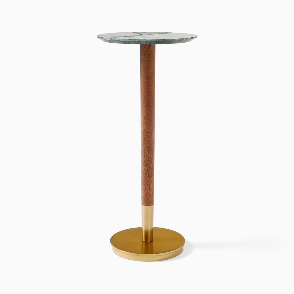 Mid-Century Drink Table, Warm Marble and Cerused White | West Elm (US)