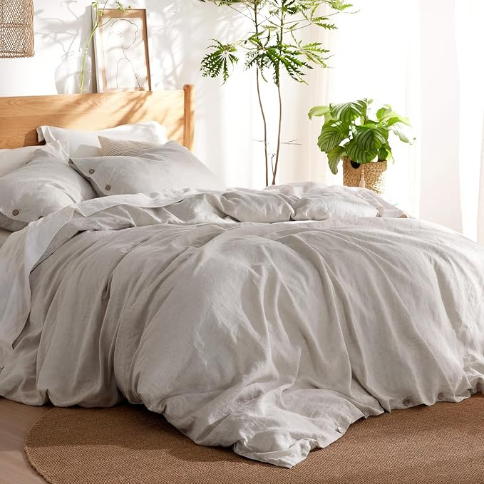Bedsure Linen Duvet Cover King - Linen Cotton Blend Duvet Cover Set, Linen Color, 3 Pieces, 1 Duv... | Amazon (US)