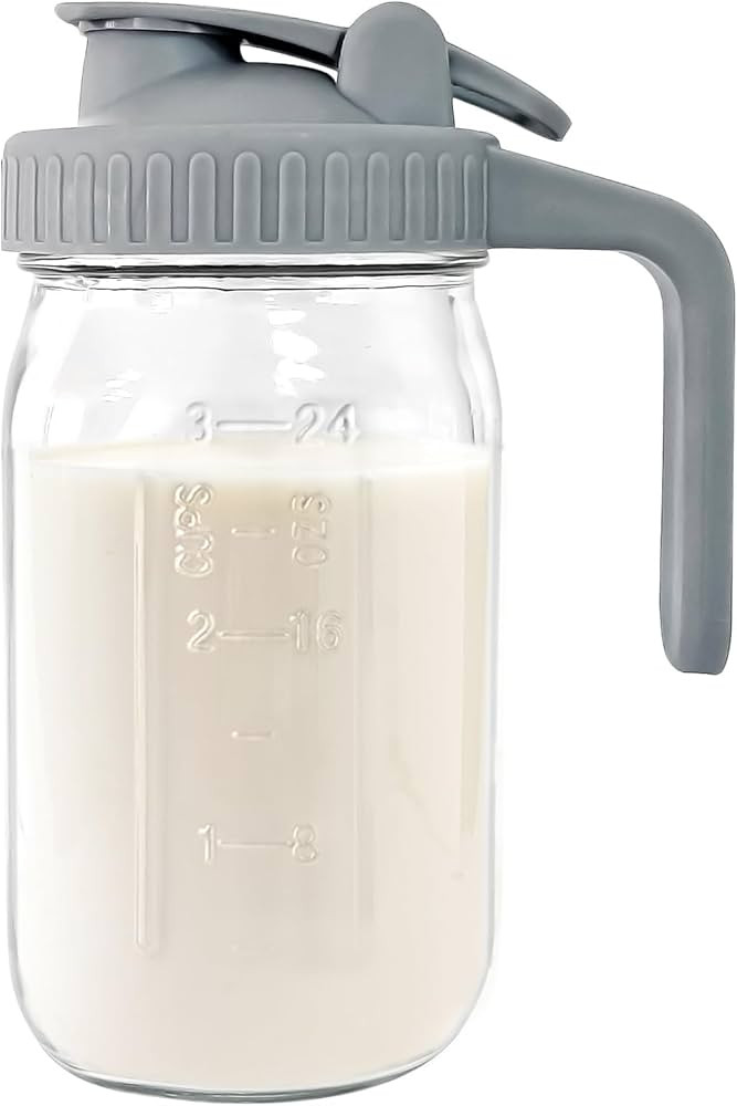 Breast Milk Pitcher Jug - 32 oz Glass Mason Jar Airtight Pitcher with Pour Spout Handle for Breas... | Amazon (US)