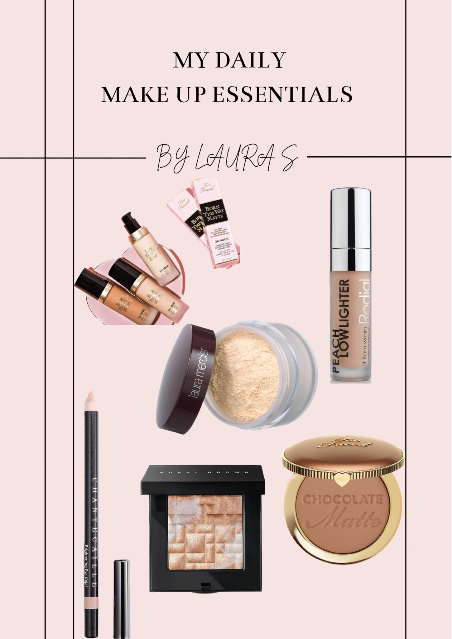 My daily makeup essentials | too faced make up | daily makeup routine | Laura mercier | Bobbi brown | my makeup 

#LTKunder50 #LTKU #LTKbeauty