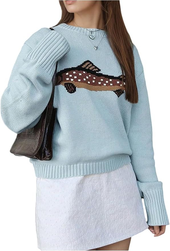 Women's Animal Graphic Sweater Crew Neck Long Sleeve Jumpers Pullover Sweaters | Amazon (US)