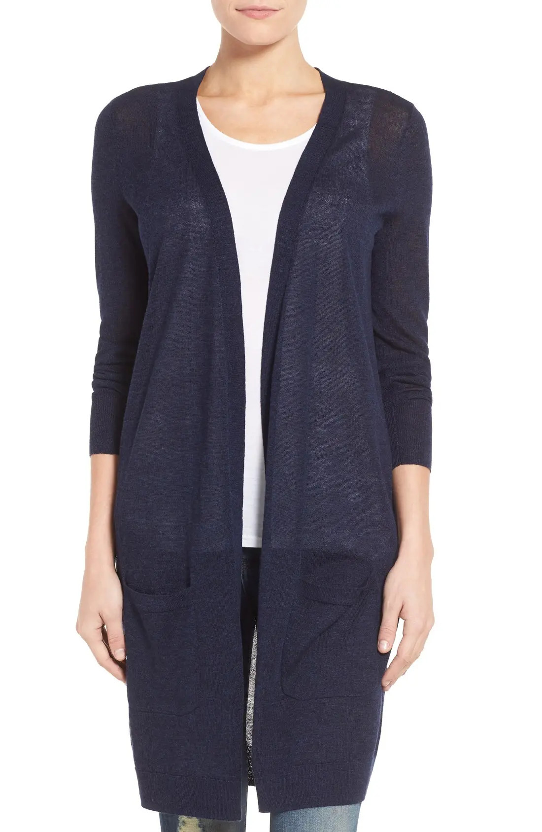 Long Linen Blend Cardigan | Nordstrom