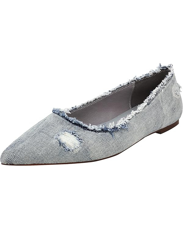 Reitoye Women's Denim Ballet Flat Slip on Walking Flats | Amazon (US)