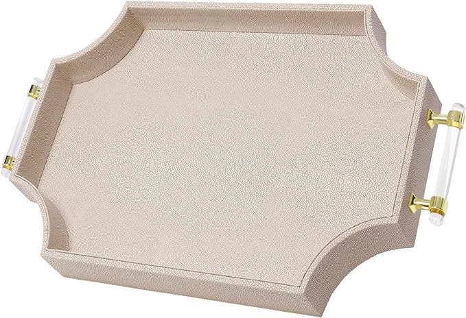22.6'' × 13'' Coffee Table Tray Shagreen Decorative Tray for Ottoman Home Decor Serving Tray wit... | Amazon (US)