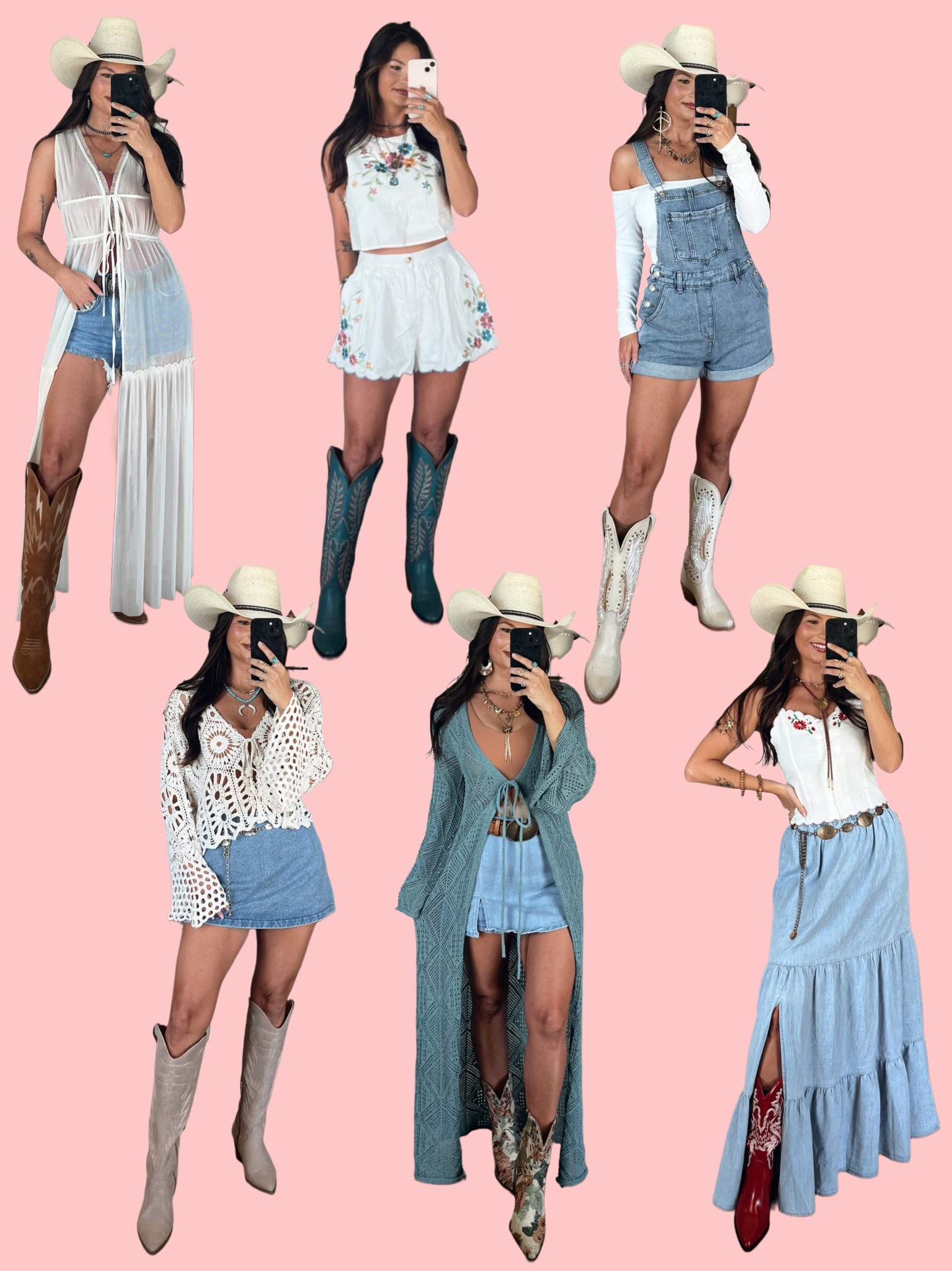 Spring & summer looks styled with western boots! 

(denim skort, cream duster, and tapestry boot) - LORILYNN35 to save
(overalls, tan boots, maxi skirt, embroidered tank, embroidered set) - LORI


#LTKFestival #LTKootd #LTKSeasonal