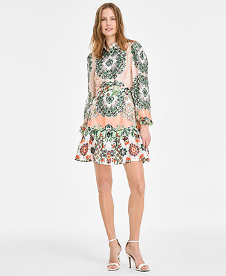 Anne Klein Women's Printed Tiered Button-Front Dress - Macy's | Macy's