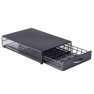 Black Metal Coffee Capsule Organizer Drawer with Mesh Shelves for Nespresso Vertuo Pod Holder Storage Tray (40 Pods) | The Home Depot