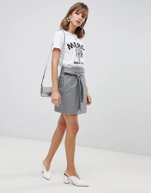 Vero Moda Check Wrap Front Belted Mini Skirt | ASOS US