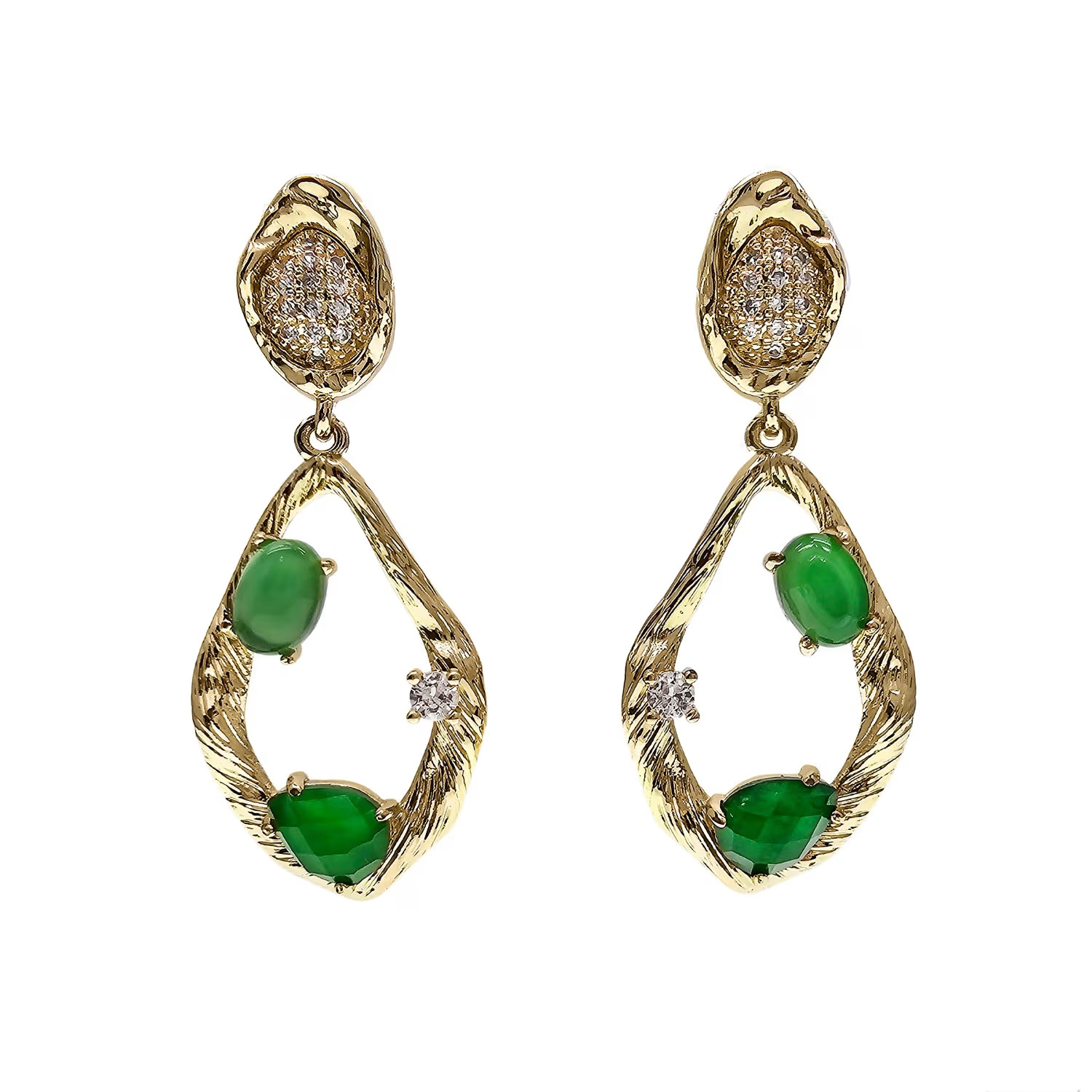 Green Agate Frame Dangle Statement Earrings | Wolf & Badger