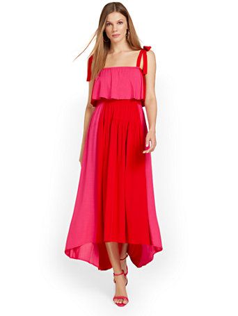 Colorblock Tie-Strap Midi Dress - In The Beginning - New York & Company | New York & Company