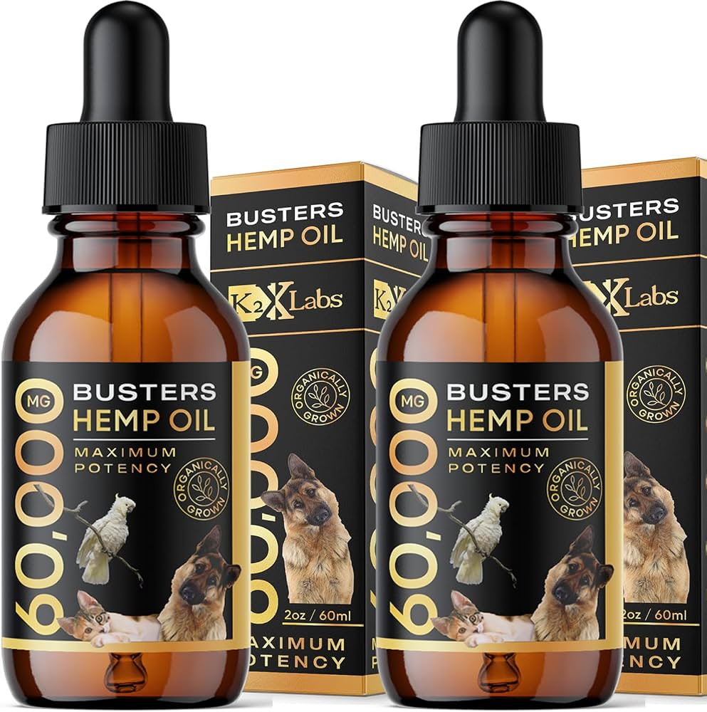 Buster's Organic Hemp Oil Large 60 Milliliters 2Pack 4Month Supply for Dogs Cats, Made in USA Ome... | Amazon (US)
