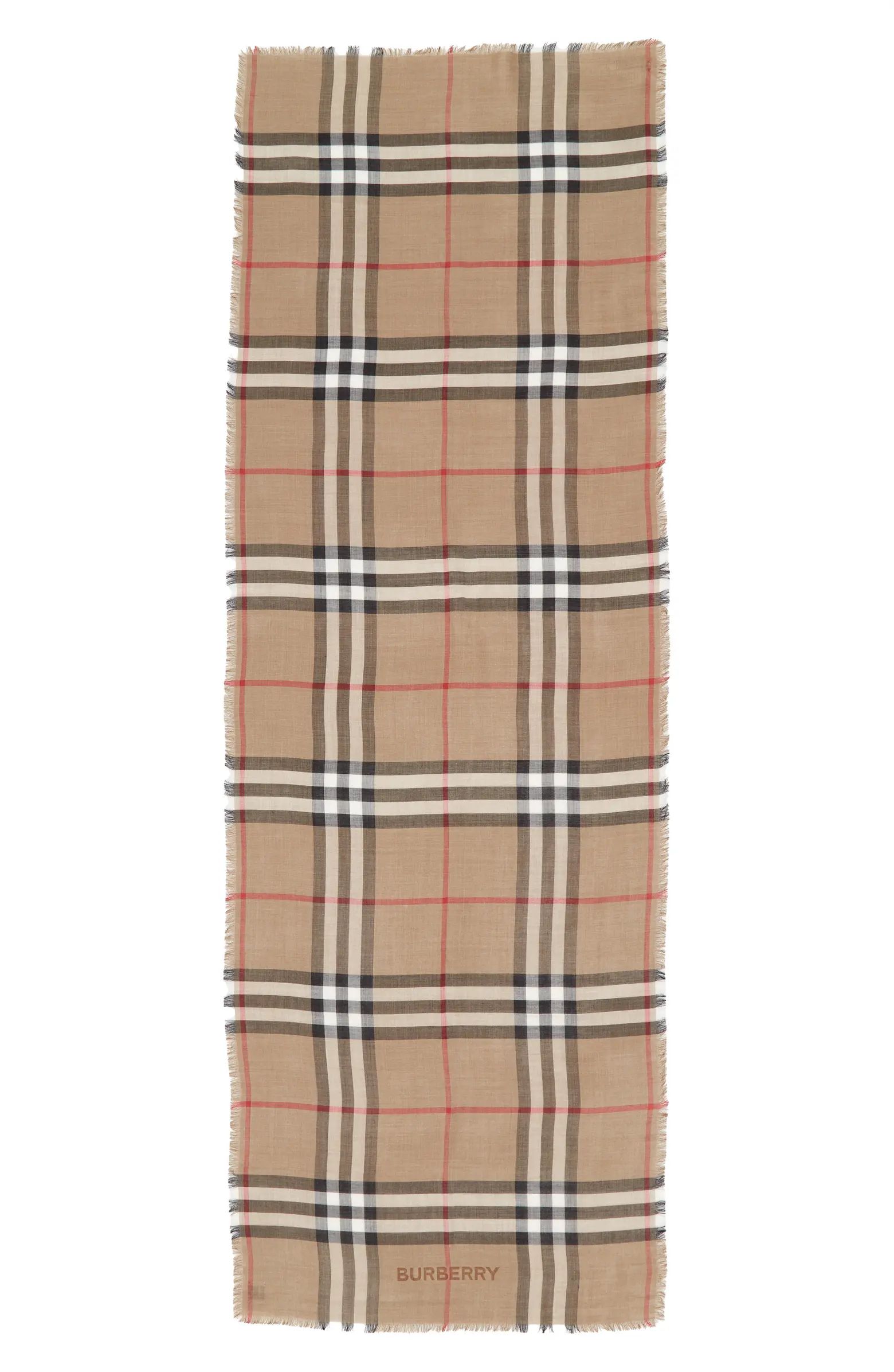 Burberry Giant Check Silk & Wool Gauze Scarf | Nordstrom | Nordstrom