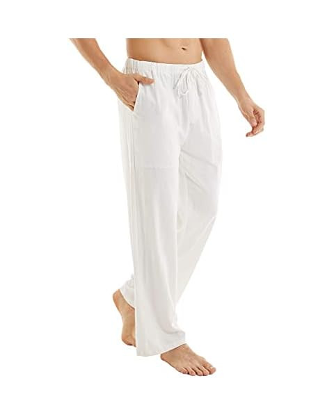 utcoco Qiuse Men's Casual Loose Fit Straight-Legs Stretchy Waist Beach Pants | Amazon (US)